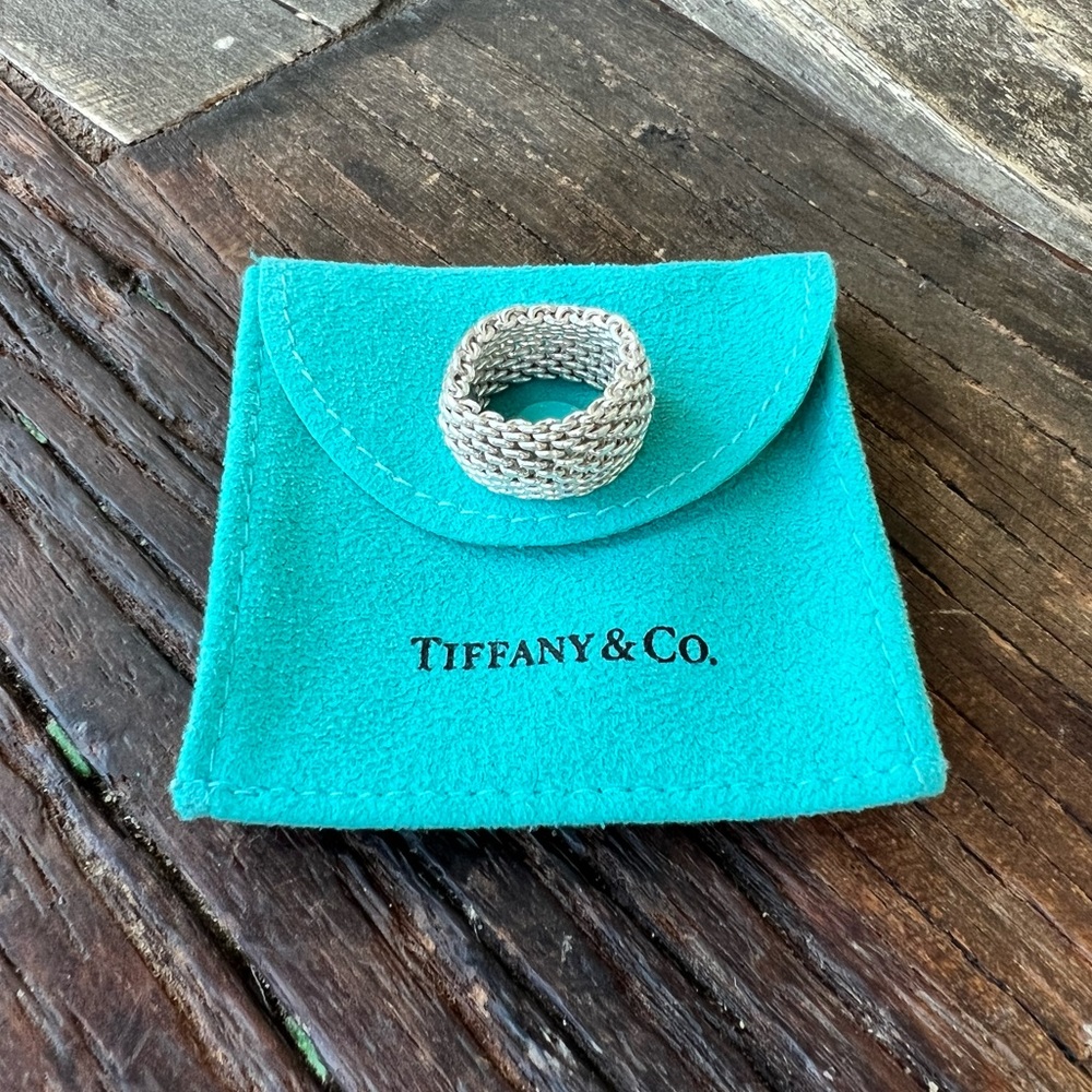 TIFFANY CO. Somerset 925 Sterling Silver Mesh ring SZ 5 US